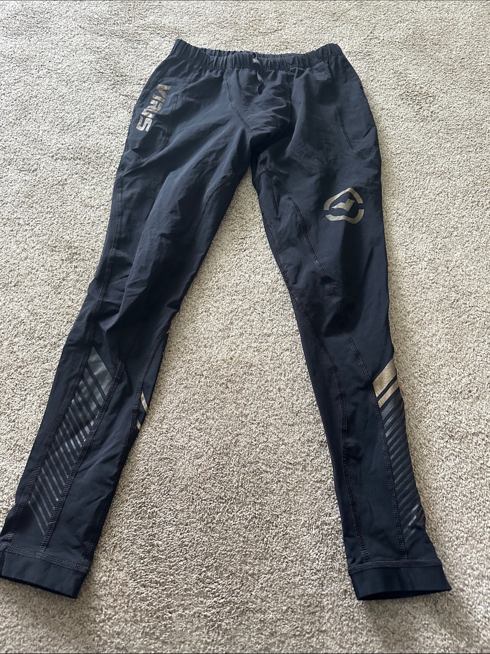 Virus Black  compression Leggings with Reflective Accents size M